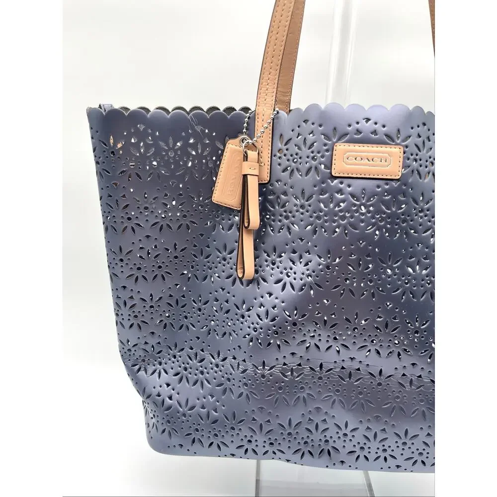 COACH Rare Park Metro Eyelet Leather Tote, Perforated, COA INCLUDED